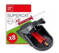 SWISSINNO Piège à Souris Pro SuperCat - Lot de 8 pièges 2 seringues d’appât | Prêt à l’emploi, capture instantanée, hygiénique, réutilisable, spécifique aux nuisibles ciblés, usage maison