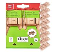 SWISSINNO Tapette à Souris en Bois Classic - Lot de 10 - Bois de Hêtre FSC - Piège Mécanique Fabriqué en Europe