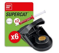 SWISSINNO Tapette à Souris, Piège à Souris Efficace SuperCat | 6 Pièges + 2 Seringues beurre de cacahuète, mouse trap, Réutilisable avec Appât, intérieur et extérieur, capture rapide