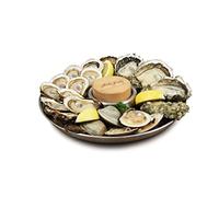 Swissmar SK2013TP Shucker Paddy Lot de 2 plateaux à huîtres en acier inoxydable/bois, D 32 cm x H 8 cm, 2 en 1 Shuck and Serve Oyster/Plateau Passe au four, boîte cadeau