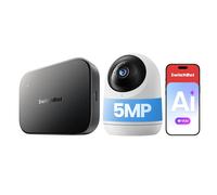 SwitchBot Hub AI avec Pan/Tilt Cam Plus 3K, kit de caméra intérieure 5MP, mémoire NVR locale, VLM-KI, 6 TOPS, Home Assistant, pont mat, caméra blanche + hub noir