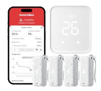 SwitchBot Lot de 4 thermomètres sans fil hygromètre intérieur et extérieur avec hub 2, IP65, capteur de température et d'humidité étanche avec notification d'application et stockage gratuit des