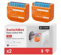 SwitchBot Matter Relais interrupteur 1PM, Module de relais interrupteur avec mesure de puissance, Interrupteur Wi-Fi&Bluetooth Fonctionnant avec Alexa/Apple Homekit/Google Home, 2.4GHz, 2Pcs