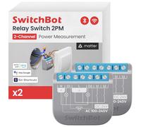 SwitchBot Matter Relais interrupteur 2PM, Module de relais interrupteur avec mesure de puissance, Interrupteur Wi-Fi&Bluetooth Fonctionnant avec Alexa/Apple Homekit/Google Home, 2.4GHz, 2Pcs