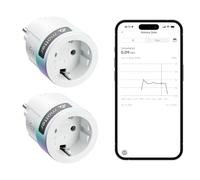 SwitchBot Plug Mini Lot de 2 prises Wi-Fi compatibles avec Alexa, Google Home, Apple Home et Home Assistant (via Matter), contrôle vocal et application, 16 A, type F