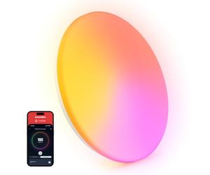 SwitchBot RGBICWW Plafonnier LED 37,6cm, 32000LM Plafonnier Certifié Matter, 2700K-6500K, 32W, Compatible avec Apple Home, Alexa, Google Home, IRC 90+, Luminaire Encastré pour Chambre, Salon, Couloir