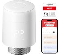 SwitchBot Tête Thermostatique Connectée, App, Bluetooth, 6 Adaptateurs | Économie d'énergie, Programmation, Détection de fenêtre ouverte, Antigel, Écran, Sans abonnement, Installation facile