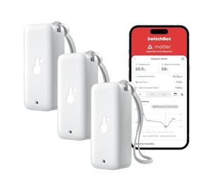 SwitchBot Thermomètre Hygromètre Intérieur Extérieur, Thermomètre Bluetooth Extérieur Mesure d'humidité, Thermo-Hygromètre Précis avec APP, Mémoire de données pour serre Cave à vin (Pack de 3)