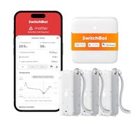 SwitchBot WiFi Thermo-hygromètre 3 Pièces avec Hub Mini Matter, Thermomètre IP65, Capteur de température/de point de rosée/VPD/d'humidité absolu avec alertes intelligentes, Fonctionne avec Alexa