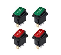 Switian Lot de 4 Interrupteurs Bateau KCD1 IP67 3 Broches LED Rouge/Vert - 250V/6A 125V/10A - Haute Durabilité pour Marine, Industriel & Électroménager