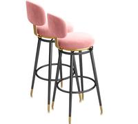 Swivel Counter Height Bar Stools Set of 1/2/3/4, Upholstered Chair with Back Metal Frame Modern Bar Chairs Island Stool for Kitchen Counter, Pink(2 PCS,65cm(25.6in))