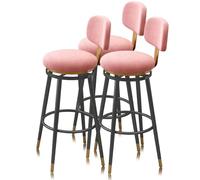 Swivel Counter Height Bar Stools Set of 1/2/3/4, Upholstered Chair with Back Metal Frame Modern Bar Chairs Island Stool for Kitchen Counter, Pink(3 PCS,65cm(25.6in))