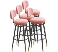 Swivel Counter Height Bar Stools Set of 1/2/3/4, Upholstered Chair with Back Metal Frame Modern Bar Chairs Island Stool for Kitchen Counter, Pink(4 PCS,65cm(25.6in))