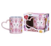 Swizzels Love Hearts Tasse en céramique avec poignée en forme de cœur Motif licorne 325 ml