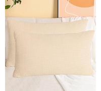 SWJ-swjssb Taies d'oreiller en Velours Côtelé Élastique - Lot De 2, Housse De Coussin Canapé Zip Invisible,Carré/Rectangulaire, Doux/Respirant, Lavable - sans Âme(Beige,55x75 cm Set of 2)