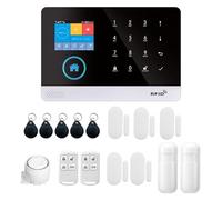 Swokely Système d'alarme domestique sans fil WiFi + GSM avec écran LCD de 2,4", kit de protection anti-effraction de 16 pièces, compatible avec Alexa et Google Home