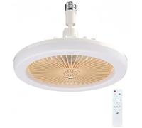 Swoolfe Ventilateur de Plafond avec Lumière LED et Télécommande, Silencieux Dimmable 30W, 5 Pales, 3 Vitesses, Timing (Jaune)
