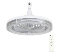 Swoolfe Ventilateur de Plafond LED Silencieux avec Lumière et Télécommande, Plafonnier Dimmable E27, 30W Intégré, 5 Pales, 3 Vitesses, Timing