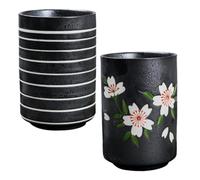 SWOOMEY 2pcs Tasses à Thé Japonaises en Céramique Noire 300ml Style Rétro Chic Résistantes aux Températures Élevées pour Maison et Restaurant
