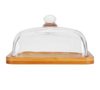 SWOOMEY Beurrier Rectangulaire Plateau de Service en Acacia avec Couvercle en Verre , Boîte à Beurre et Fromage 1 Pièce Conservation Fraîcheur pour Desserts et Petits Snacks la Cuisine
