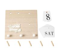 SWOOMEY Calendrier Perpétuel Bloc Dateur Manuel Multifonctionnel Finition Vintage Rustique avec Crochets de Rangement en Bois pour Bureau ou Entrée