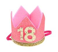 SWOOMEY Couronne D'anniversaire 18 en Papier Rose Scintillant Bandeau Décoratif pour Fête D'anniversaire et Accessoire Photo Garçon et Filles