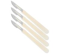 SWOOMEY Couteaux à Européens Manche Plastique Blanc en Acier Carbone Ensemble de 4 Lame Incisée Outil Incurvé pour Cuisson et Découpe, Adapté Pâtisserie et Cuisson Maison
