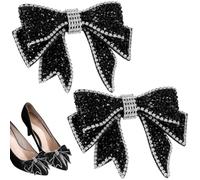 SWOOMEY Décoration de Chaussures à Nœud en Strass Noir pour Garçon et Filles, Ornement Brillant et Élégant pour Festival ou Fête, 1 Paire de Charms et Personnalisés