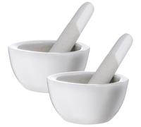 SWOOMEY Ensemble 2 Pièces Mortier en Céramique Blanc Pilon Rond, Finition Soignée pour Broyage Fin des Épices Cuisine ou Laboratoire