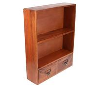 SWOOMEY Étagère Murale en Bois Naturel, 2 Cases 2 Tiroirs, Rangement Mural sans Perçage pour Salon et Chambre, Armoire Murale Décorative, Bibliothèque Suspendue Compacte, Étagère