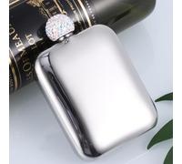 SWOOMEY Flasque Petite Bouteille de Vin en Acier Inoxydable Argentée Design Strass, Légère et Pratique à Transporter, pour Voyage et Usage Extérieur