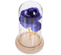 SWOOMEY Lampe Décorative avec Base Bois LED Rose Éternelle Faible Consommation sous Cloche en Verre Bleu pour Décoration Intérieure et Présents