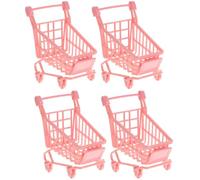 SWOOMEY Organisateur Maquillage 4 Pièces en PVC Forme Chariot Rose, Support Éponge Multifonction pour Rangement et Séchage, Décoration Salon et Chambre
