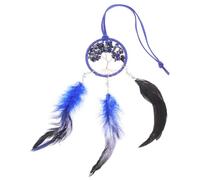 SWOOMEY Pendentif Capteur de Rêves pour Voiture en Pierre Cristal, Décoration Intérieure Bleue, Plumage Délicat, Facile à Suspendre pour Miroir Rétroviseur