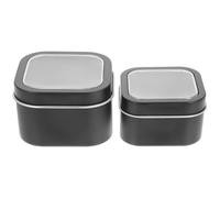 SWOOMEY Pots à Bougie Lisse, Utilisation Pratique Lot de 2 en Étain Rétro Carrés Noirs pour Rangement Bijoux et Fabrication Bougies