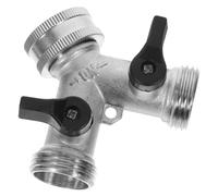 SWOOMEY Raccord Rapide pour Tuyau D'arrosage Y en Cuivre Nickelé Adaptateur Réglable, Connecteur Double Tuyau pour Jardin et Petit Champ, Connexion Étanche Diamètre 25mm