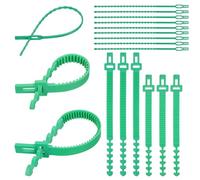 SWOOMEY Sangles de Fixation en Plastique Vert 18pcs pour Tuteurage et Redressement des Arbres, Design Ajustable et Flexible pour Jardinage