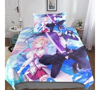 Sword Art Online Housse De Couette Avec Taies D'oreiller Mode Unique D Anime Microfibre Literie Parure De Lit Linge De Lit Housses De Couettes Avec Fe