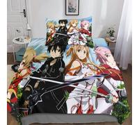 Sword Art Online Housse De Couette, D Anime Motif Imprim¿¿ Parure De Lit Housses De Couettes En Microfibre Avec Fermeture ¿¿Clai Parure De Couette Avec
