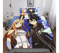 Sword Art Online Housse De Couette D Imprim¿¿ Anime Parure De Lit Microfibre Fermeture ¿¿Clair, Housses De Couettes Avec D'oreiller Parure De Couette Po