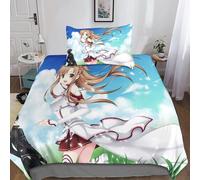 Sword Art Online Housse De Couette, Impression D Anime Motif Parure De Lit Avec ¿¿Clair Et D'oreiller Housses De Couettes Microfibre Pour Garcon Enfant
