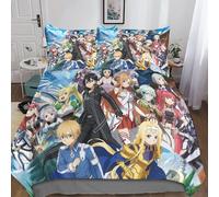 Sword Art Online Sets Housses De Couettes Imprim¿¿E D,Parure De Lit Housse De Couette Anime Parure De Couette En Microfibre Avec Taies D'oreiller Pour