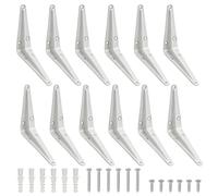 Swpeet 12 Pack 5 x 6 pouces White Heavy Duty Supports d'étagère, Support d'étagère flottant, Support d'angle de support L, Supports d'angle de joint métallique avec vis et ancres Kit pour étagères