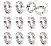 Swpeet 35Pcs 17.8-21mm 304 Pinces de tuyau d'oreille unique en acier inoxydable, Kit d'assortiment de pinces de tuyau de sertissage Anneaux d'oreille Pince Pince Outils de montage parfaits