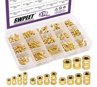 Swpeet 370 pièces 4 valeurs M2 M3 M4 M5 Filetage femelle Écrous moletés Filetés Laiton Insert Embedment Ecrous Hydraulique Soudé Joint Moulage par Injection Kit Assortiment Parfait pour Impression