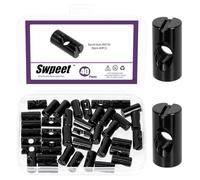 Swpeet 40Pcs Métrique M6 × 20mm Cross Dowels Slotted Nut Barrel Nuts Kit d'écrous de baril plaqué zinc, écrous fenturé de croix noire, de meubles écrous embarqué pour lits Chaises de berceau
