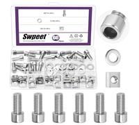 Swpeet 60Pcs M8 en acier inoxydable écrous à fente en T avec Allen vis boulons et rondelles plates Kit d'assortiment, série 3030 blocs à fente Set, écrou à fente en T de type B, coulissants