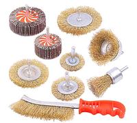 Swpeet 9PCS laiton enduit fil brosse roue et tasse brosse set avec 80 granulométrie meulage pétale roue Kit enduit fil brosse set avec tige de 1 / 4 pouce de long idéal pour enlever