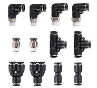 Swpeet Assortiment de 12 raccords 6 styles 6 mm, y compris PL-1/4-N1, PL-1/4-N2, PC-1/4-N1, 1/4-N1, 1/4" Od, 1/4" Od Y Splitter PUC-1/4 Push to connect Tube raccord