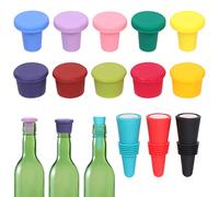 Swpeet Assortiment de 13 bouchons de vin en silicone 3 styles,Joint hermétique sur bouteilles de vin,Réutilisable,Bouchon de bouteille de champagne,Rangement de vin frais